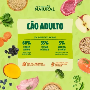 Racao Guabi Natural Caes Adultos Grandes Cordeiro e Aveia 4